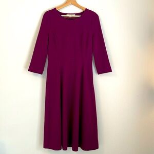 Boden Irene 8L Ponte Fit Flare Midi Dress Plum